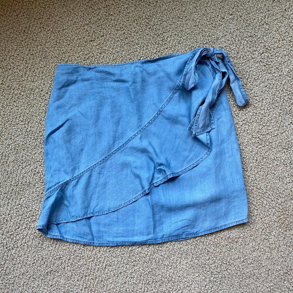Denim wrap skirt